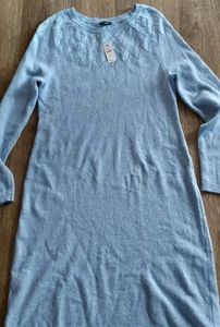 New Talbots Blue Sweater Dress Knee Length Long Sleeve Medium cotton blend